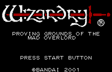 Wizardry Scenario #1: Proving Grounds Of The Mad Overlord title screen for WonderSwan Color